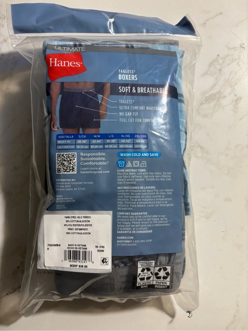 Hanes Men’s Navy and Maroon Tagless Boxers – 4-Pack